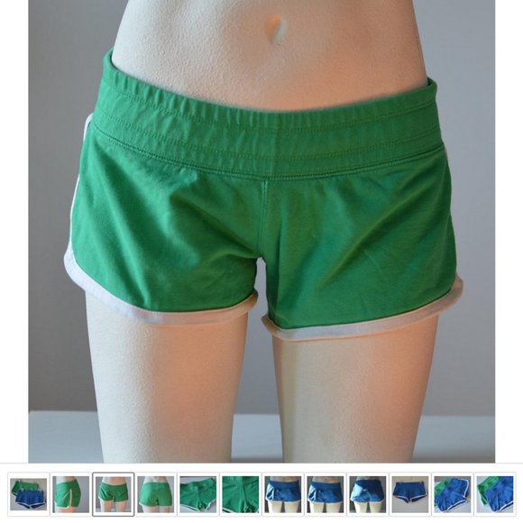 Running Shorts Hotpants Blue Green Lot of 2 100% Cotton Women sz M | Inseam 3" - Picture 3 of 9